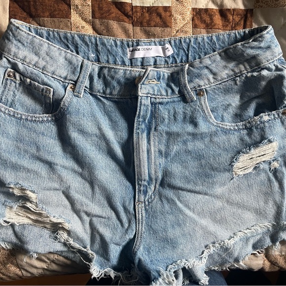 Garage Light Blue Distressed Jean Shorts - Picture 1 of 1